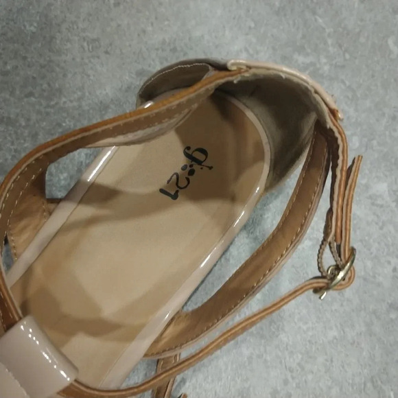 G21 Flat Strappy Sandals, Tan/Nude, 10 - Picture 7 of 9